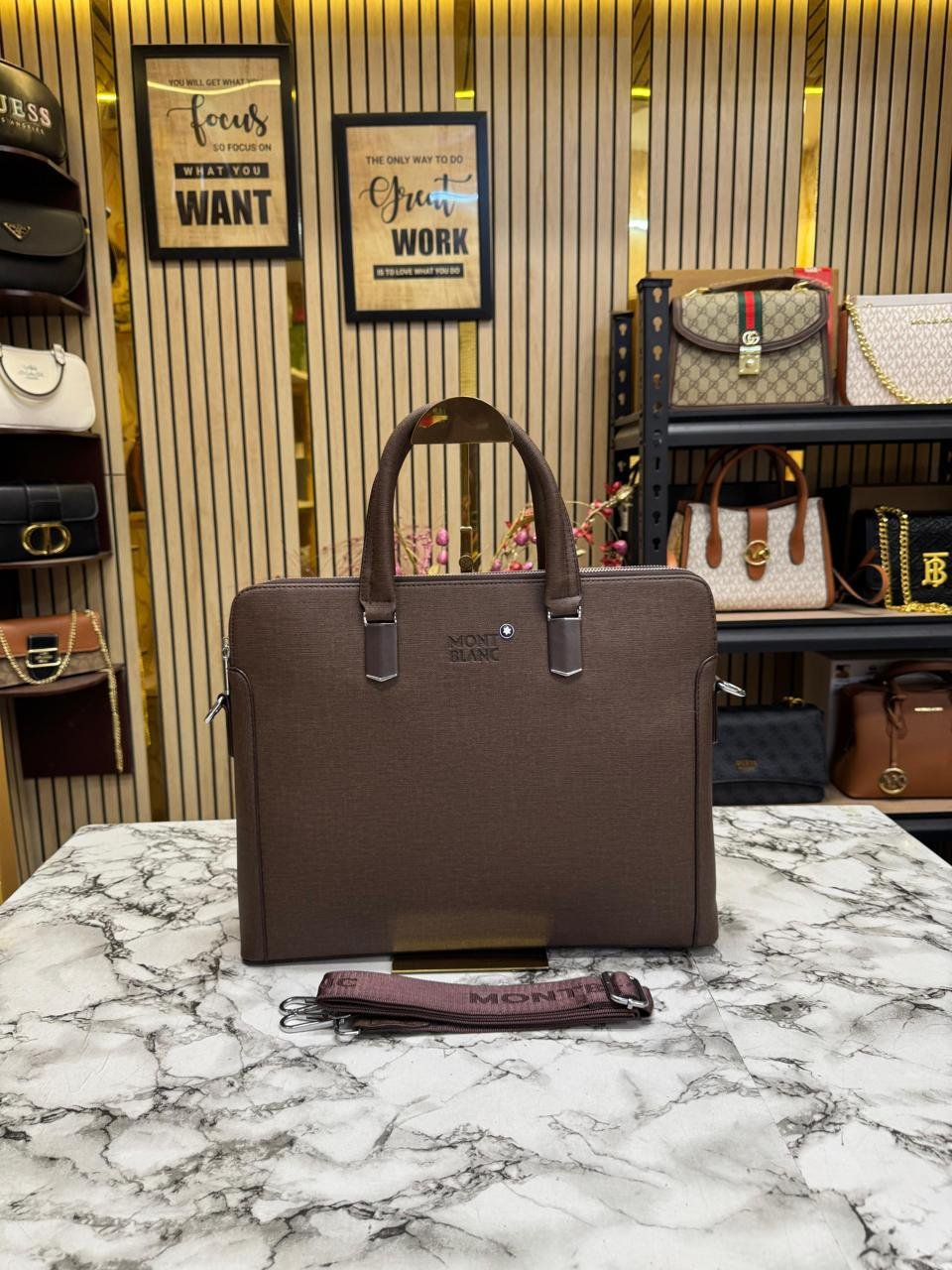 Mont blanc Polished Premium Quality Laptop Bag (Brown)