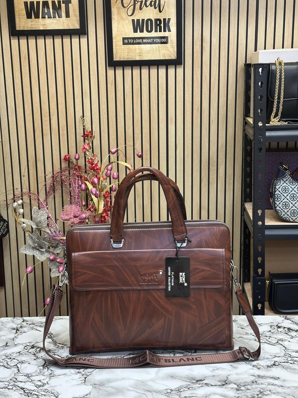 Mont blanc Polished Premium Quality Laptop Bag (Brown)