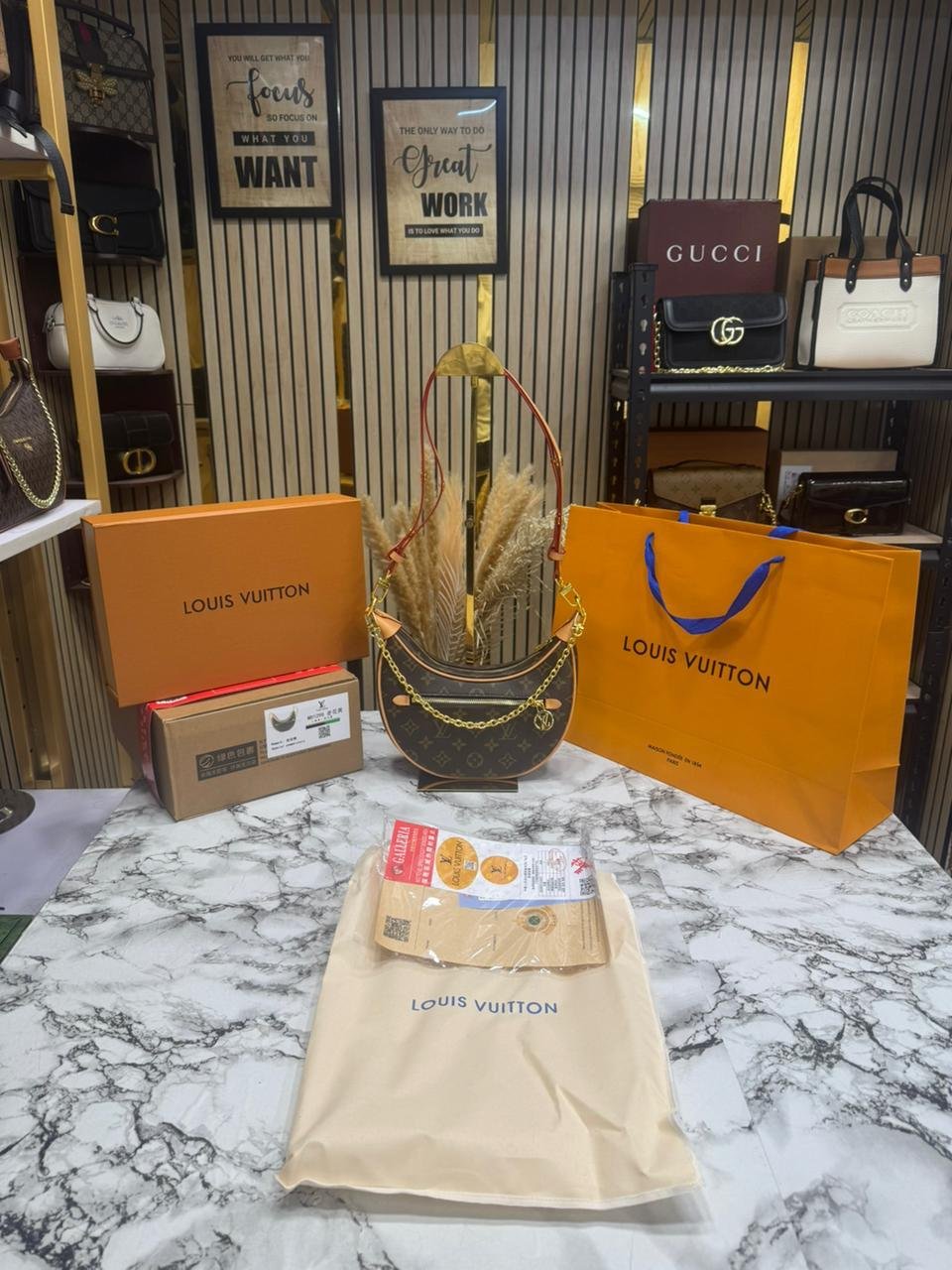 LOUIS VUITTON LOOP SHOULDER BAG WITH DOUBLE BOX AND ORIGNAL CARRY BAG