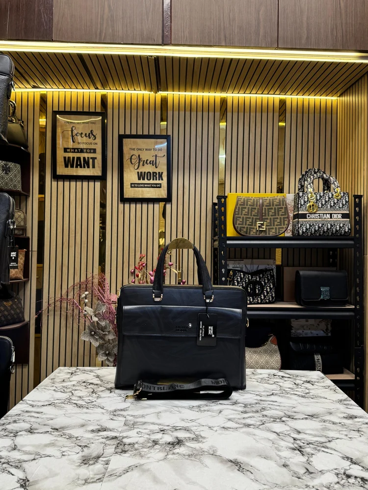 Mont blanc Polished Premium Quality Laptop Bag (BLACK)