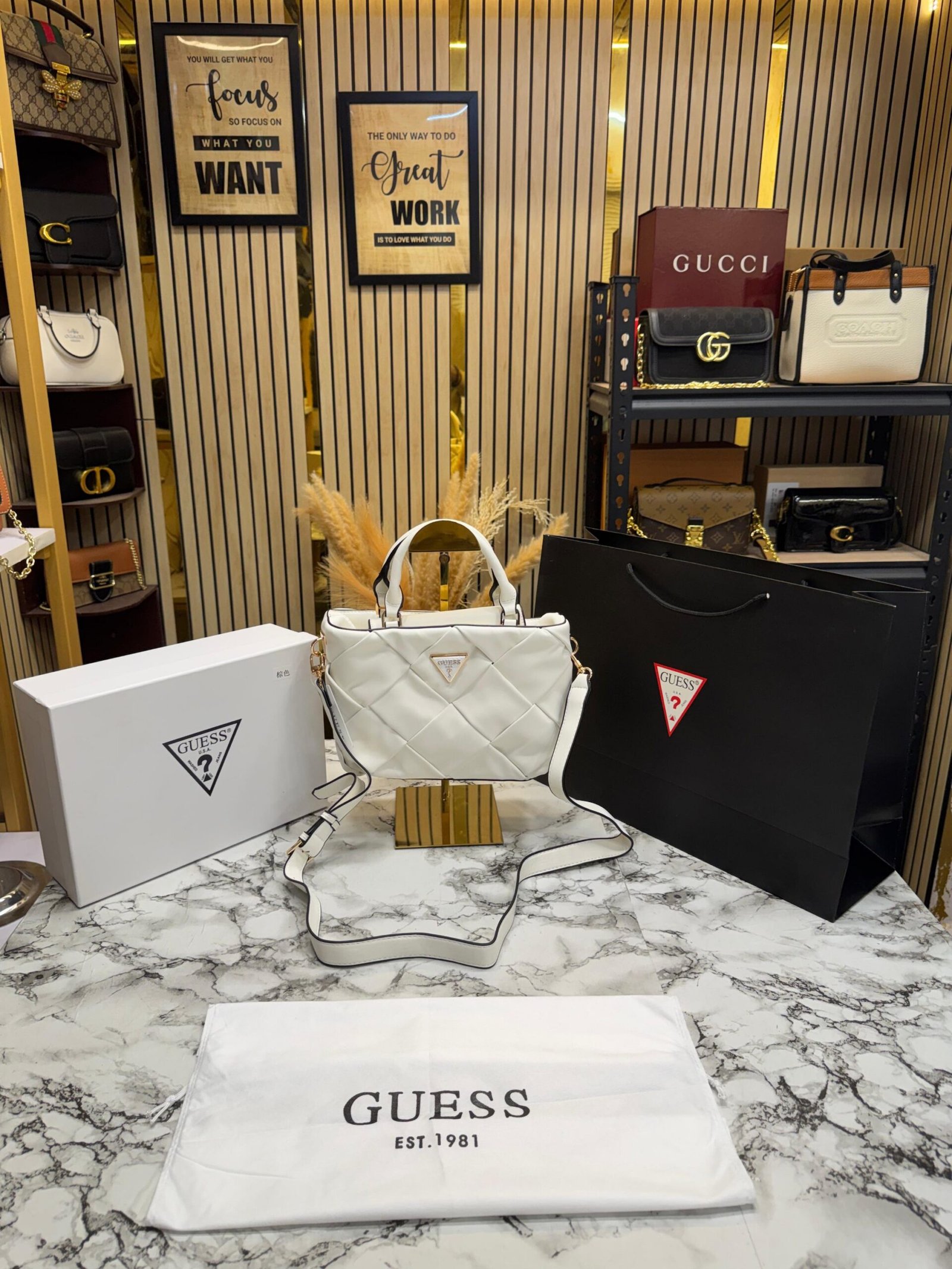 GUESS ZAINA PREMIUM SHOULDER BAG WITH OG BOX AND CARRY BAG
