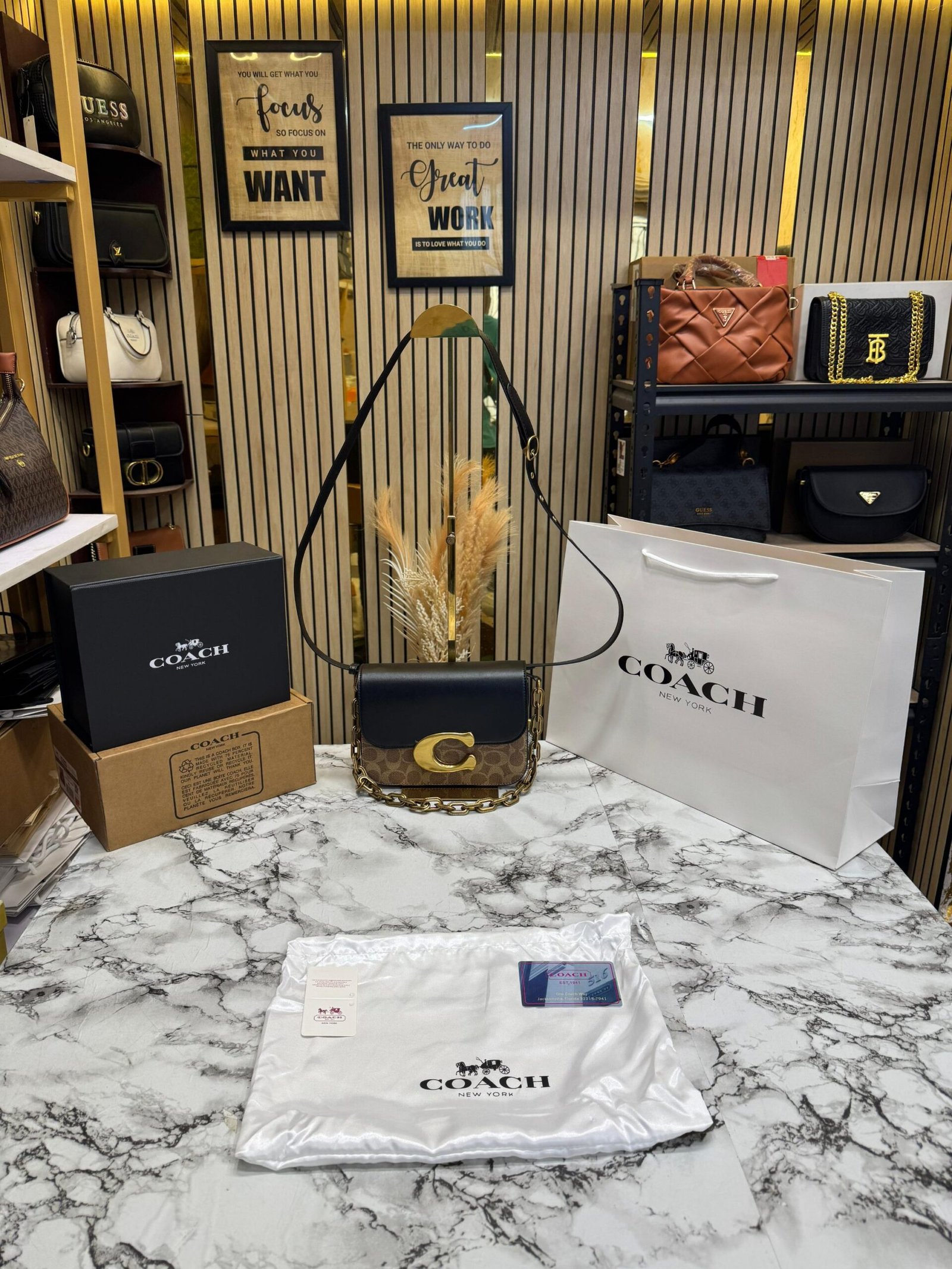 COACH IDOL SIGNATURE  PREMIUM BAG WITH OG DOUBLE BOX AND CARRY BAG