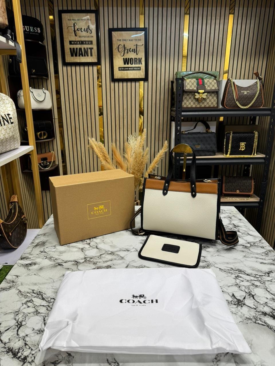 COACH FIELD TOTE WITH ORIGINAL BOX AND CARRY BAG