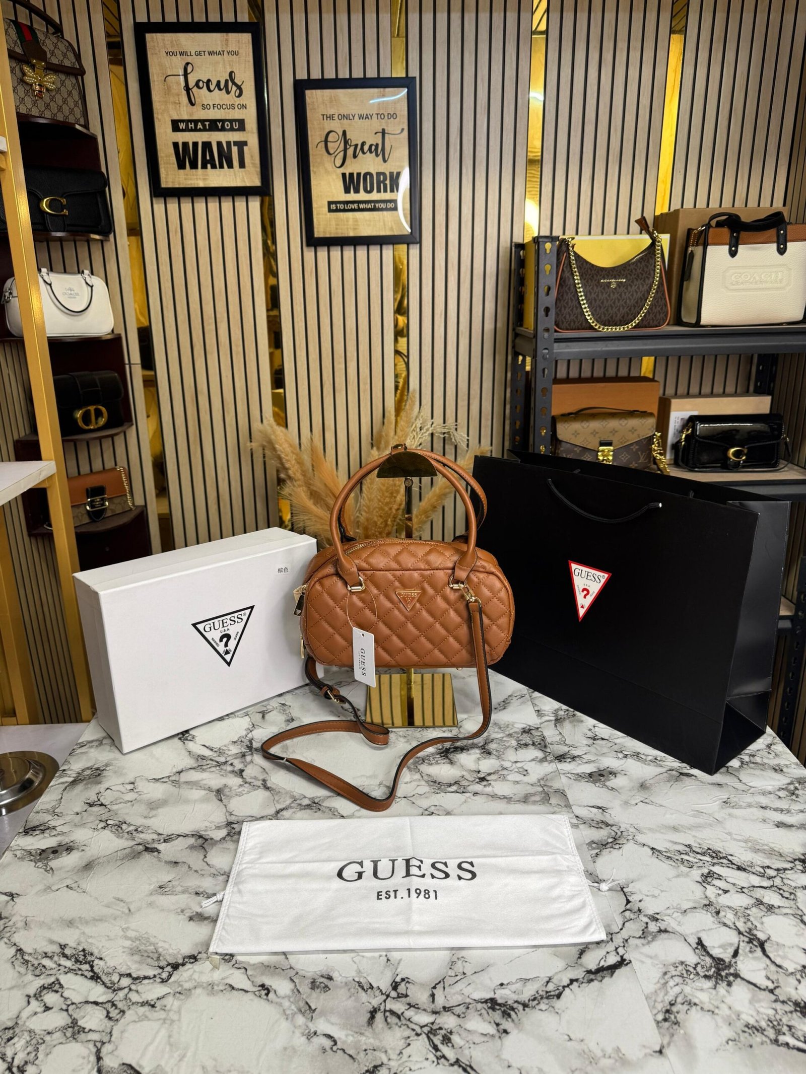 GUESS ECO RAINEE SLING BAG WITH ORIGNAL BOX AND CARRY BAG